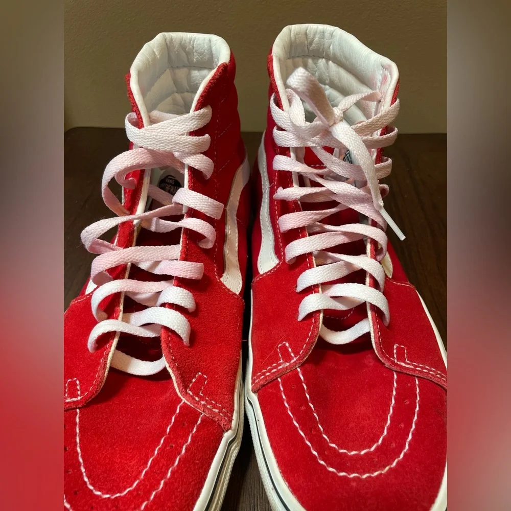 Vans * Sk8-Hi Shoes / Hi-Top Sneakers, Red / White, Men’s  8.5 / Women’s 10